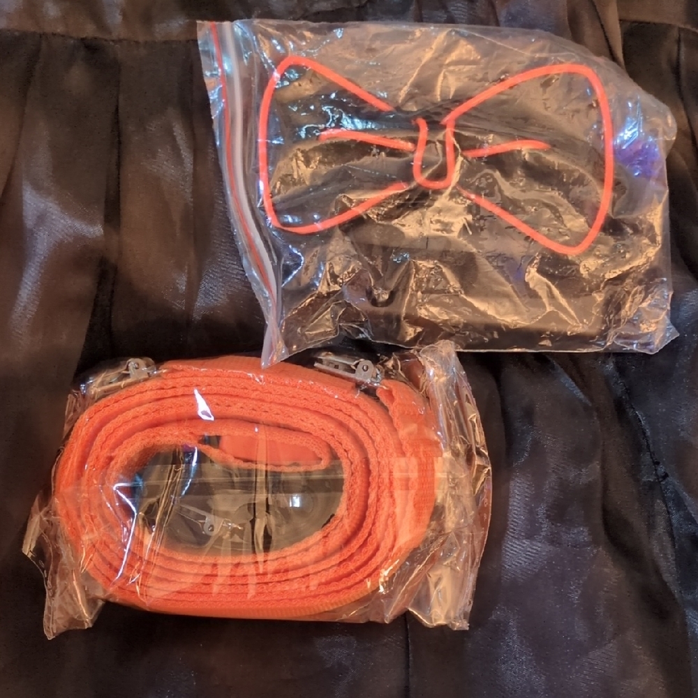 NIB New LED Orange Bowtie + Suspenders Set